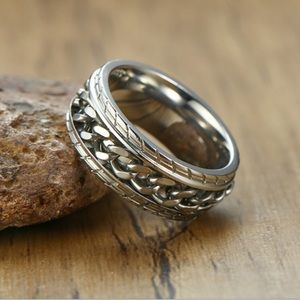 ⚜️New⚜️ Men's 8mm Silver Spinning Chain Ring
